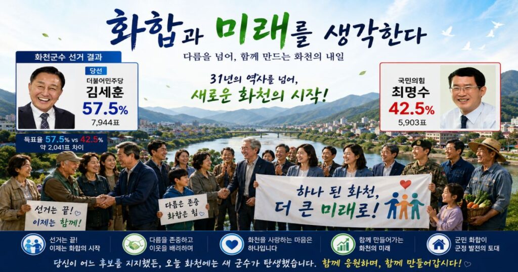 화천군수 선거 이후 군민화합 이미지